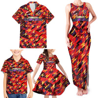 Personalised Trinidad and Tobago Cricket Knight Riders Family Matching Tank Maxi Dress and Hawaiian Shirt Trinbago’s Thunder Charge