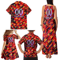 Personalised Trinidad and Tobago Cricket Knight Riders Family Matching Tank Maxi Dress and Hawaiian Shirt Trinbago’s Thunder Charge