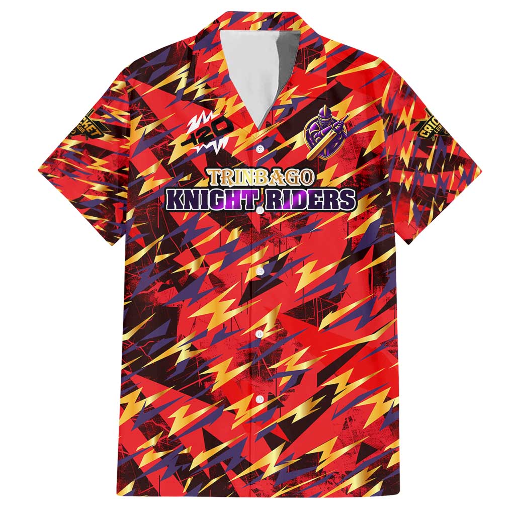 Personalised Trinidad and Tobago Cricket Knight Riders Hawaiian Shirt Trinbago’s Thunder Charge