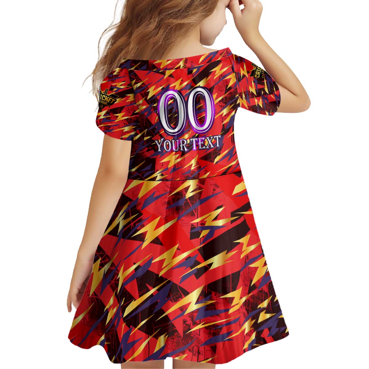 Personalised Trinidad and Tobago Cricket Knight Riders Kid Short Sleeve Dress Trinbago’s Thunder Charge