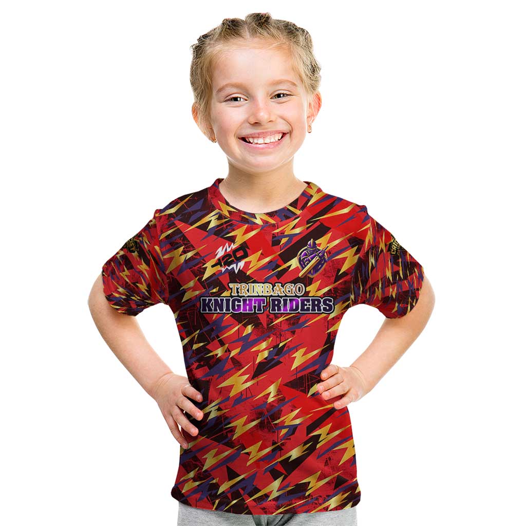 Personalised Trinidad and Tobago Cricket Knight Riders Kid T Shirt Trinbago’s Thunder Charge