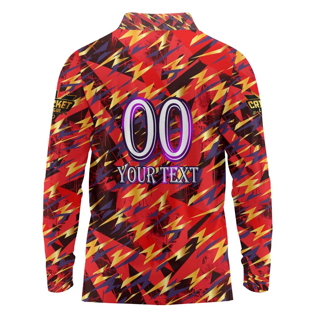 Personalised Trinidad and Tobago Cricket Knight Riders Long Sleeve Polo Shirt Trinbago’s Thunder Charge