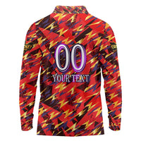 Personalised Trinidad and Tobago Cricket Knight Riders Long Sleeve Polo Shirt Trinbago’s Thunder Charge