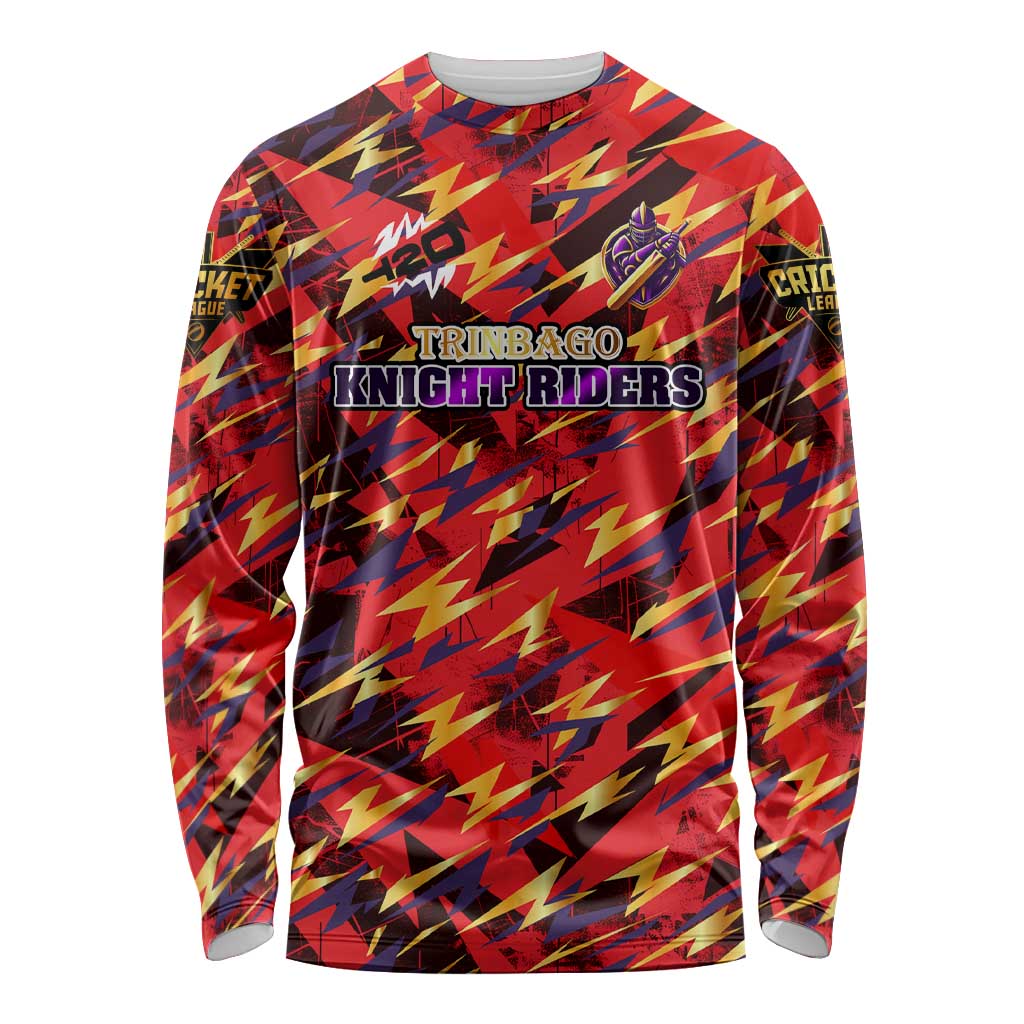 Personalised Trinidad and Tobago Cricket Knight Riders Long Sleeve Shirt Trinbago’s Thunder Charge