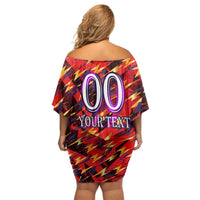Personalised Trinidad and Tobago Cricket Knight Riders Off Shoulder Short Dress Trinbago’s Thunder Charge