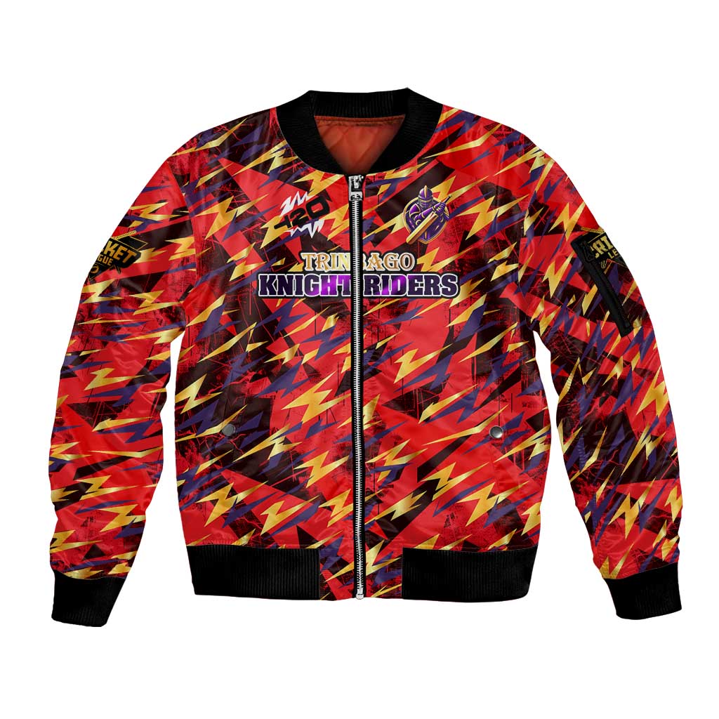 Personalised Trinidad and Tobago Cricket Knight Riders Sleeve Zip Bomber Jacket Trinbago’s Thunder Charge