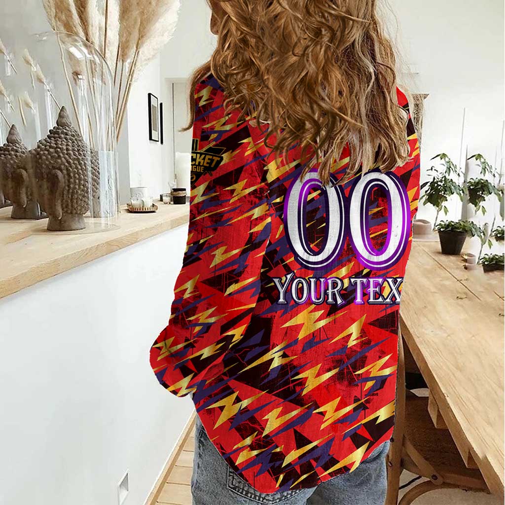 Personalised Trinidad and Tobago Cricket Knight Riders Women Casual Shirt Trinbago’s Thunder Charge