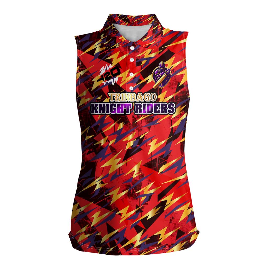 Personalised Trinidad and Tobago Cricket Knight Riders Women Sleeveless Polo Shirt Trinbago’s Thunder Charge