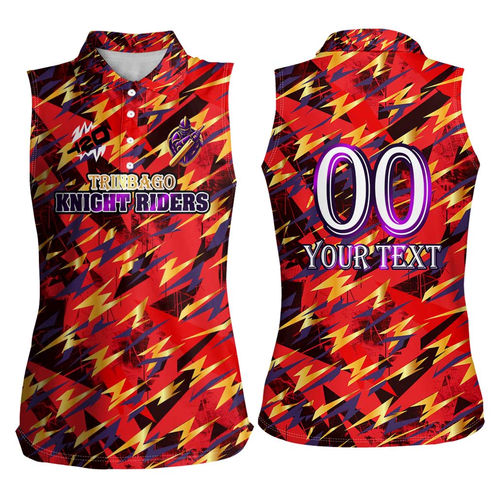 Personalised Trinidad and Tobago Cricket Knight Riders Women Sleeveless Polo Shirt Trinbago’s Thunder Charge