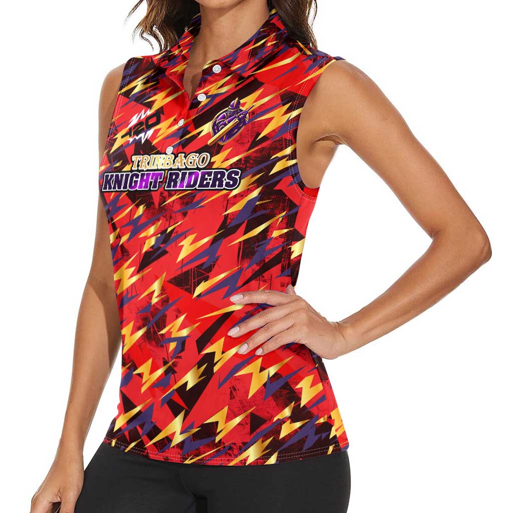 Personalised Trinidad and Tobago Cricket Knight Riders Women Sleeveless Polo Shirt Trinbago’s Thunder Charge