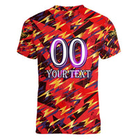 Personalised Trinidad and Tobago Cricket Knight Riders Women V-Neck T-Shirt Trinbago’s Thunder Charge