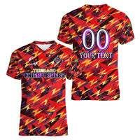 Personalised Trinidad and Tobago Cricket Knight Riders Women V-Neck T-Shirt Trinbago’s Thunder Charge