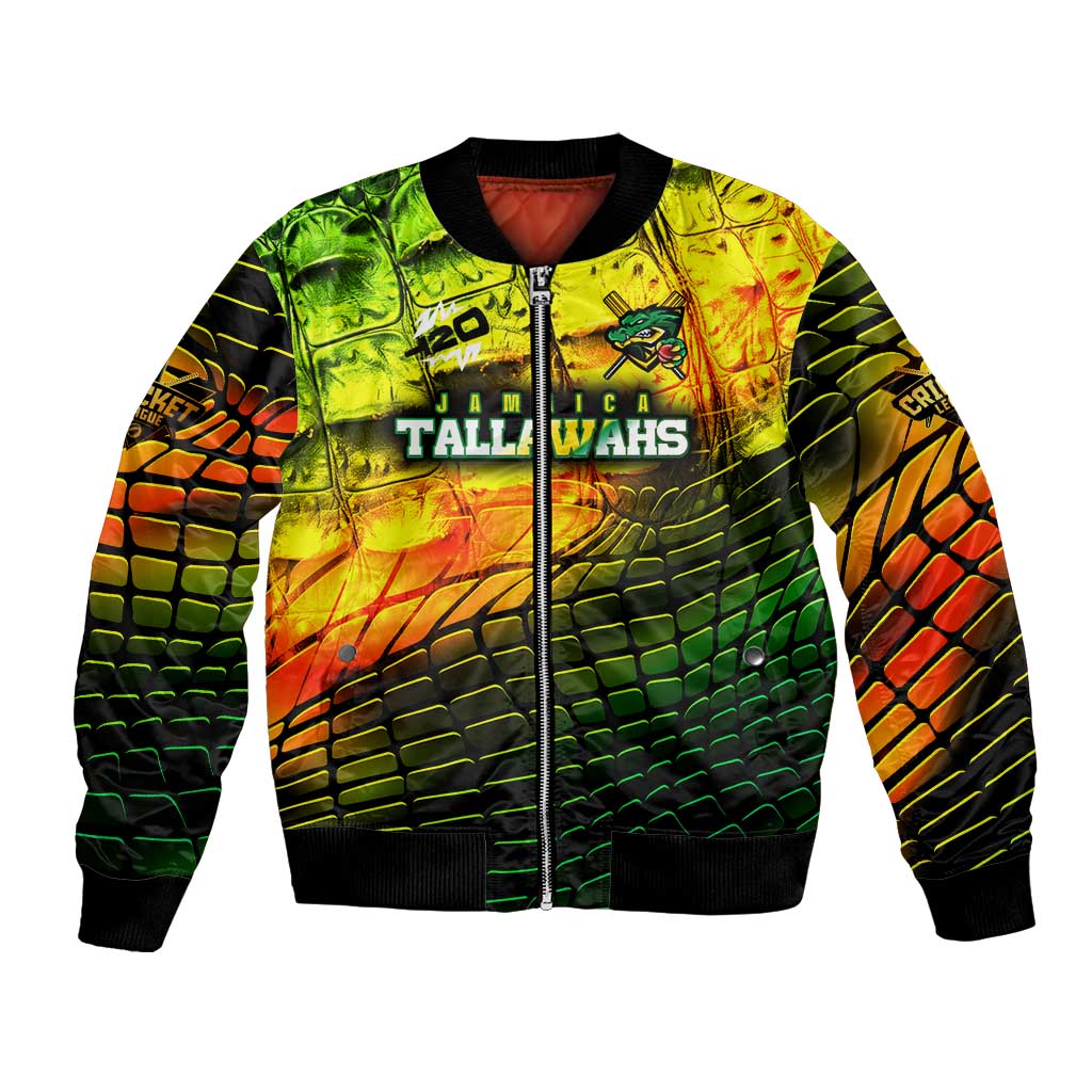 Personalised Jamaica Cricket Tallawahs Bomber Jacket Striking with Reggae Firepower