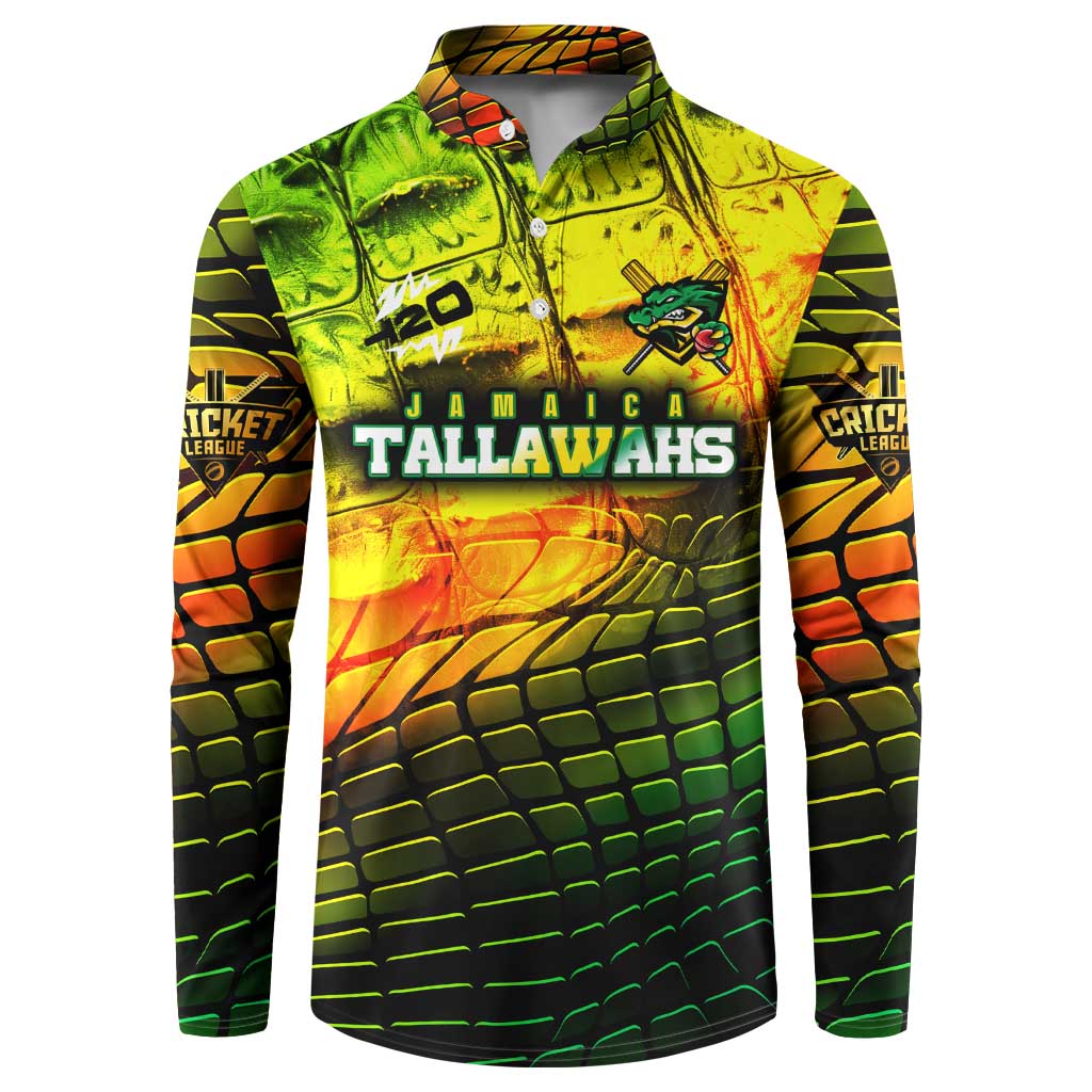 Personalised Jamaica Cricket Tallawahs Button Sweatshirt Striking with Reggae Firepower