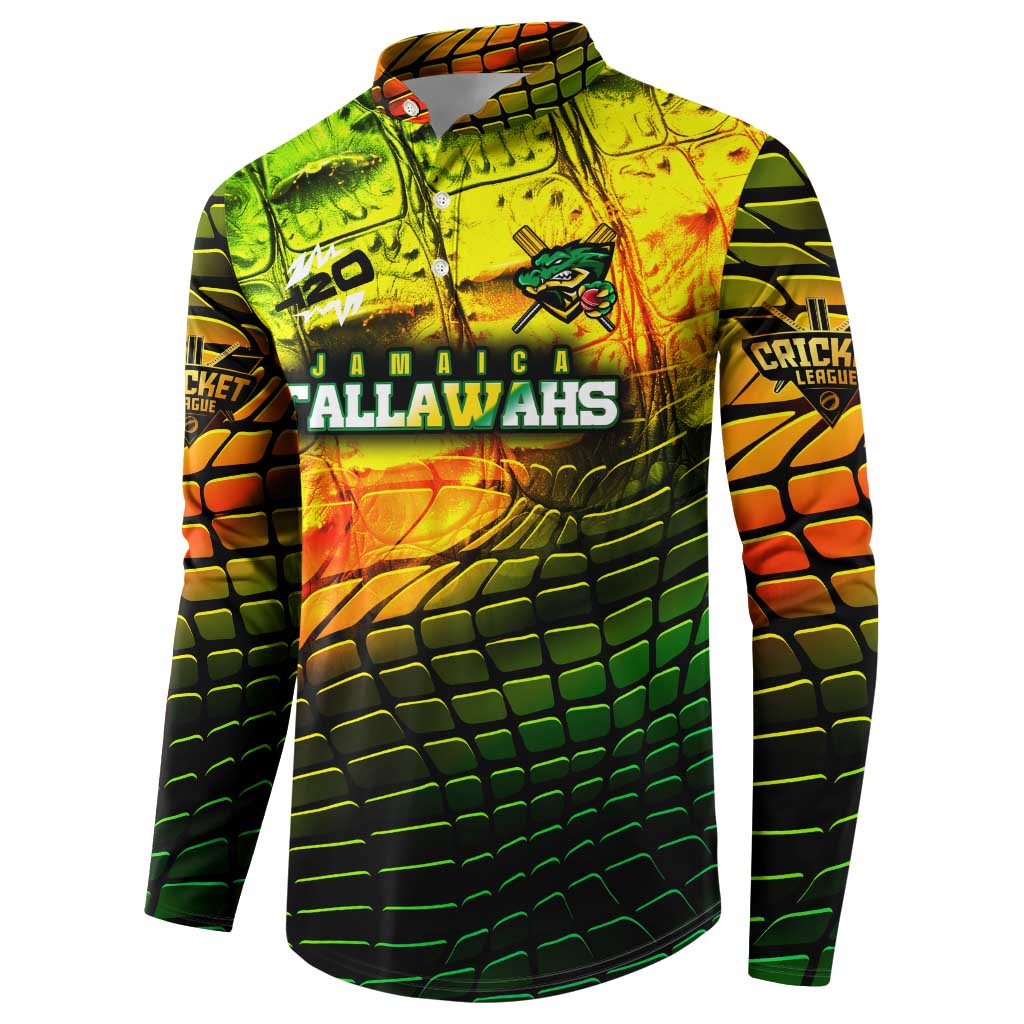 Personalised Jamaica Cricket Tallawahs Button Sweatshirt Striking with Reggae Firepower