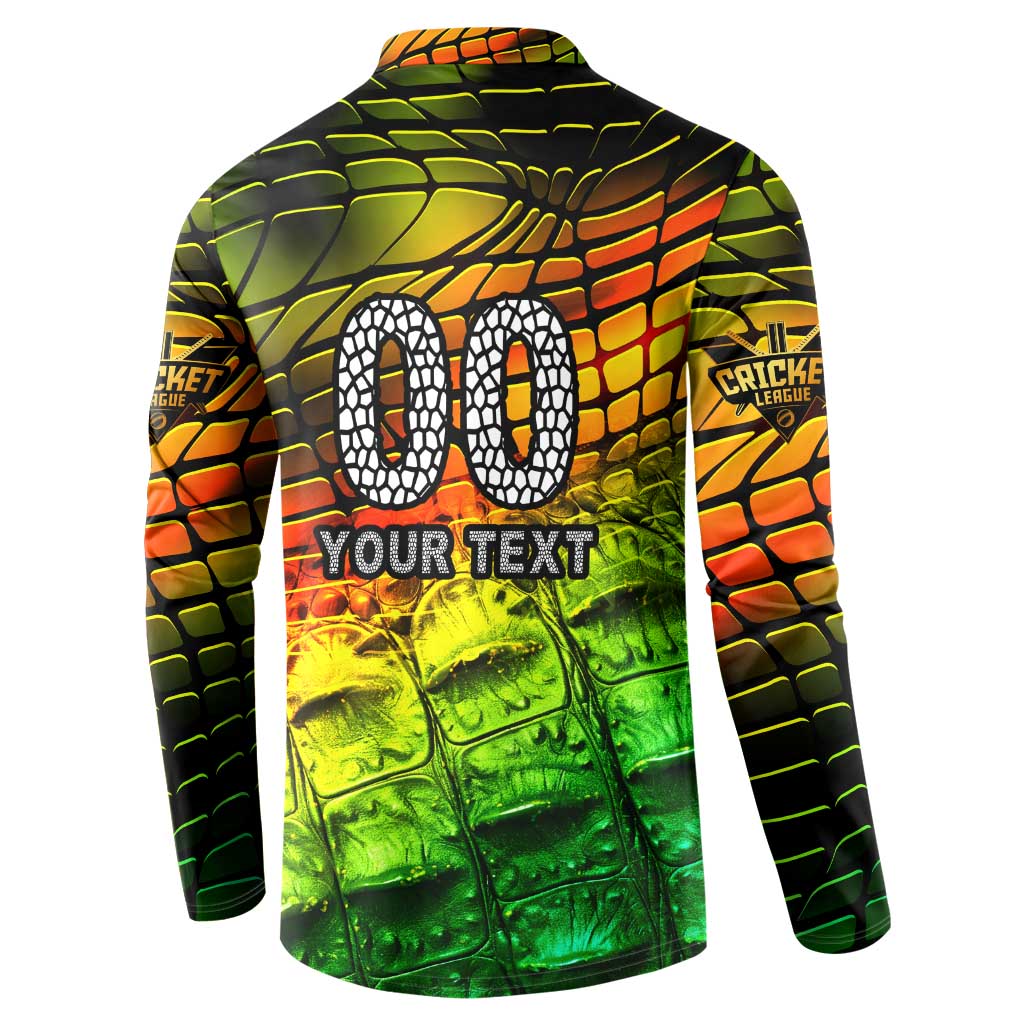 Personalised Jamaica Cricket Tallawahs Button Sweatshirt Striking with Reggae Firepower