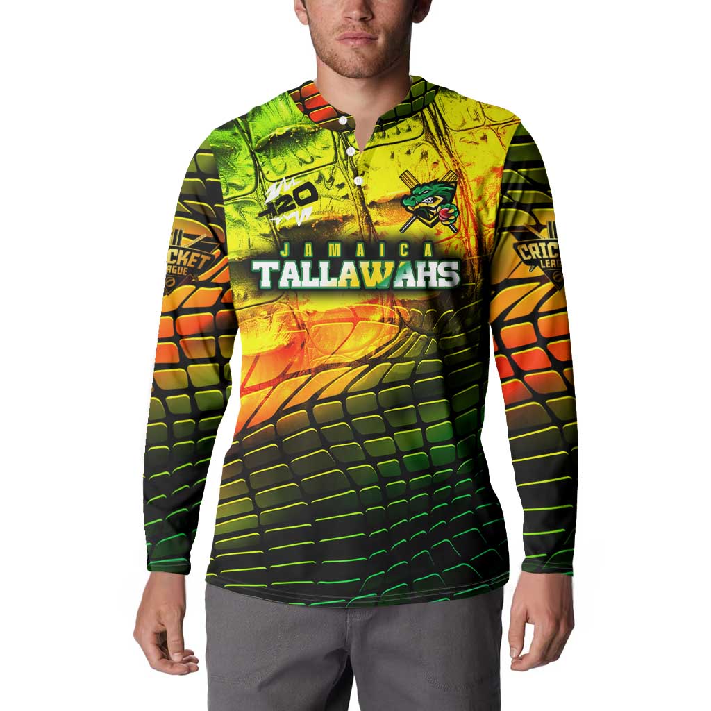 Personalised Jamaica Cricket Tallawahs Button Sweatshirt Striking with Reggae Firepower