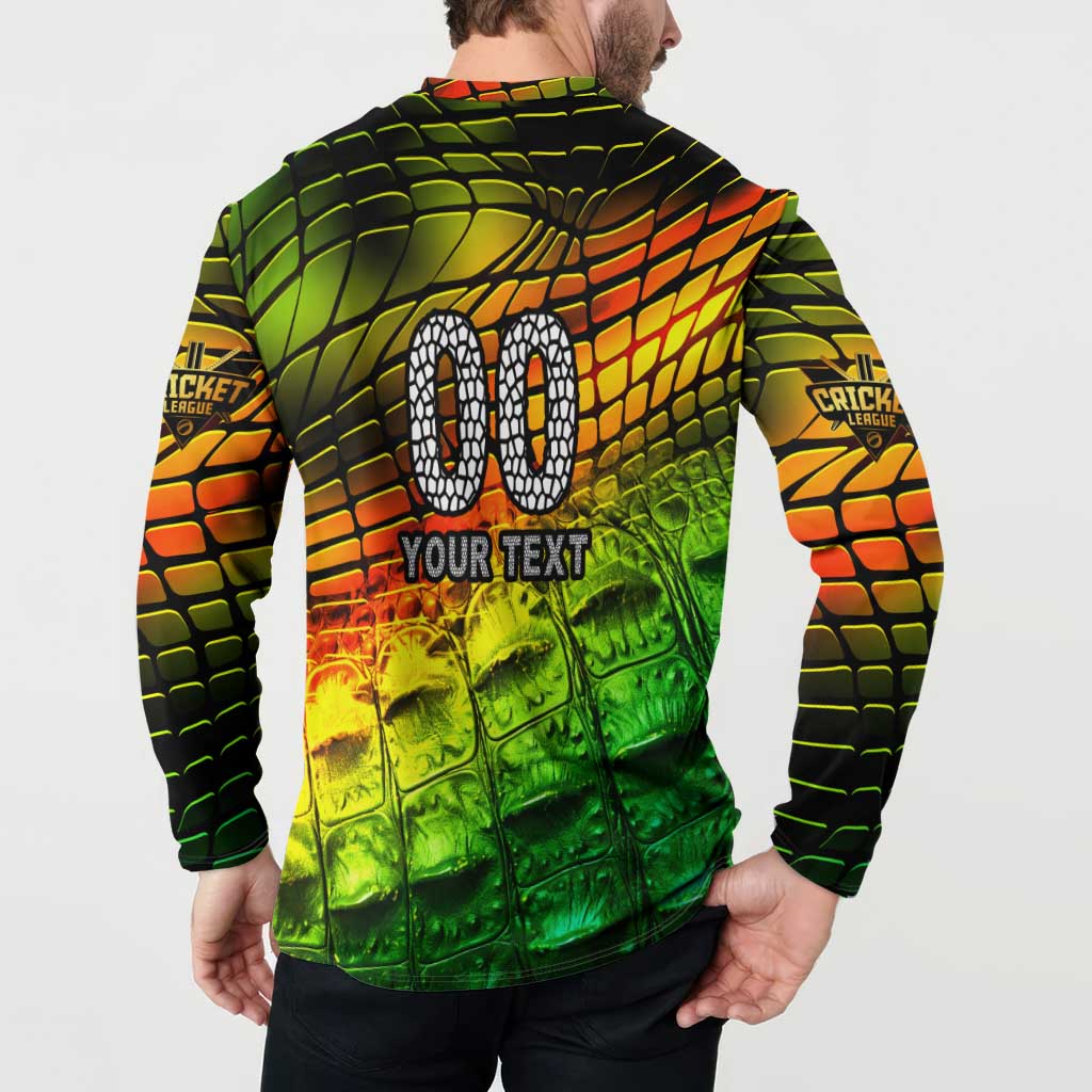 Personalised Jamaica Cricket Tallawahs Button Sweatshirt Striking with Reggae Firepower