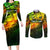 Personalised Jamaica Cricket Tallawahs Couples Matching Long Sleeve Bodycon Dress and Long Sleeve Button Shirt Striking with Reggae Firepower