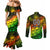 Personalised Jamaica Cricket Tallawahs Couples Matching Mermaid Dress and Long Sleeve Button Shirt Striking with Reggae Firepower