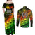 Personalised Jamaica Cricket Tallawahs Couples Matching Off Shoulder Maxi Dress and Long Sleeve Button Shirt Striking with Reggae Firepower