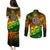 Personalised Jamaica Cricket Tallawahs Couples Matching Puletasi and Long Sleeve Button Shirt Striking with Reggae Firepower