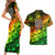 Personalised Jamaica Cricket Tallawahs Couples Matching Short Sleeve Bodycon Dress and Hawaiian Shirt Striking with Reggae Firepower