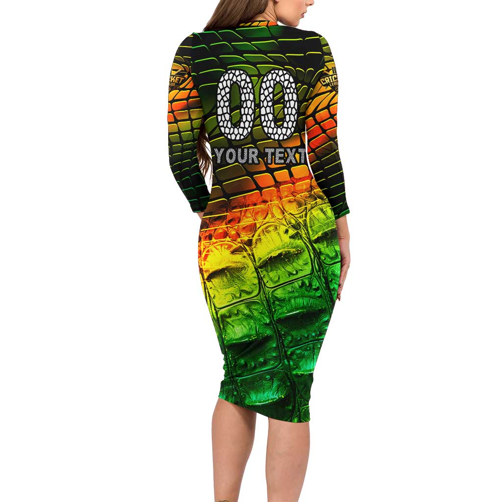 Personalised Jamaica Cricket Tallawahs Family Matching Long Sleeve Bodycon Dress and Hawaiian Shirt Striking with Reggae Firepower
