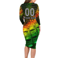 Personalised Jamaica Cricket Tallawahs Family Matching Long Sleeve Bodycon Dress and Hawaiian Shirt Striking with Reggae Firepower