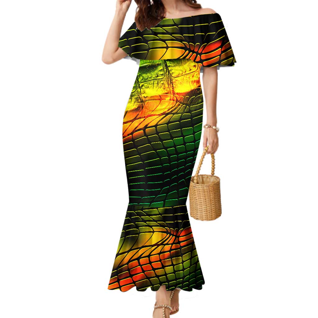 Personalised Jamaica Cricket Tallawahs Family Matching Mermaid Dress and Hawaiian Shirt Striking with Reggae Firepower