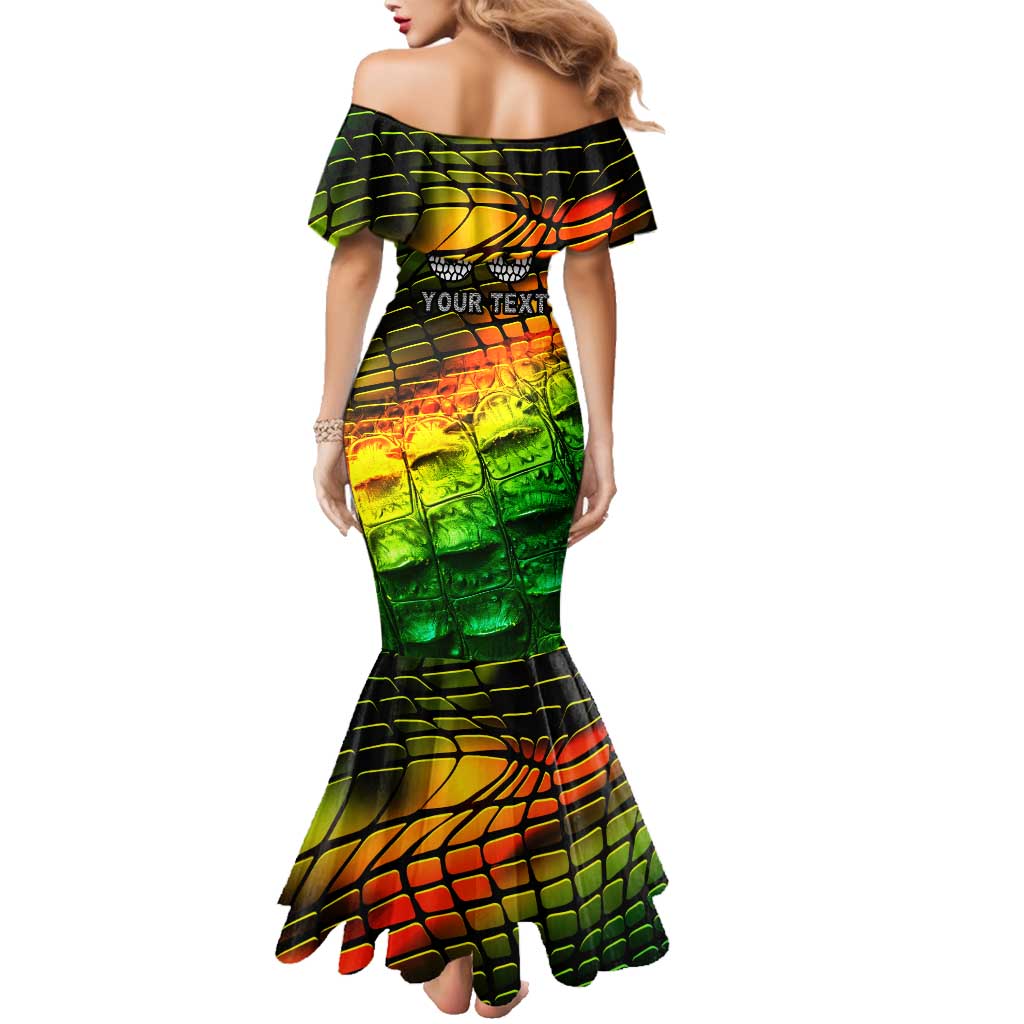 Personalised Jamaica Cricket Tallawahs Family Matching Mermaid Dress and Hawaiian Shirt Striking with Reggae Firepower