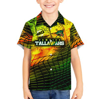 Personalised Jamaica Cricket Tallawahs Family Matching Off The Shoulder Long Sleeve Dress and Hawaiian Shirt Striking with Reggae Firepower