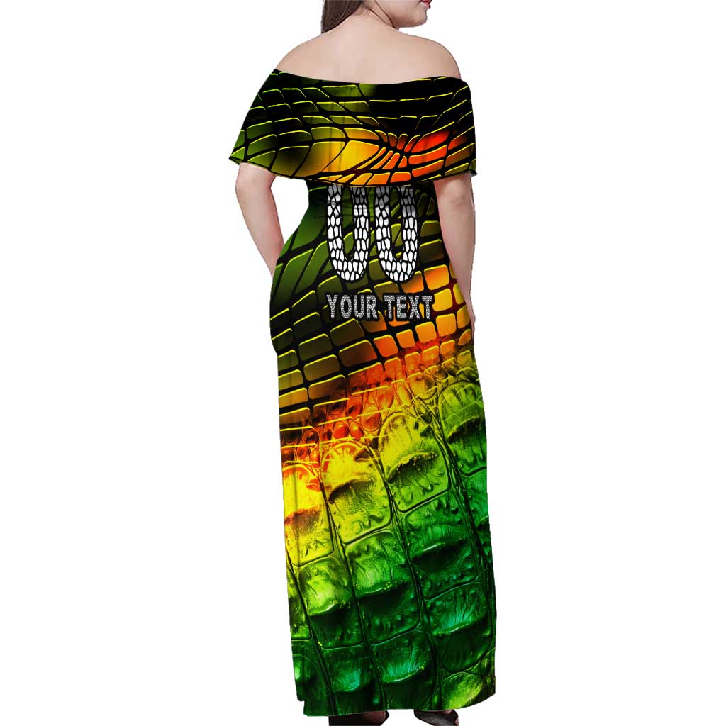 Personalised Jamaica Cricket Tallawahs Family Matching Off Shoulder Maxi Dress and Hawaiian Shirt Striking with Reggae Firepower