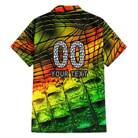 Personalised Jamaica Cricket Tallawahs Family Matching Off Shoulder Short Dress and Hawaiian Shirt Striking with Reggae Firepower