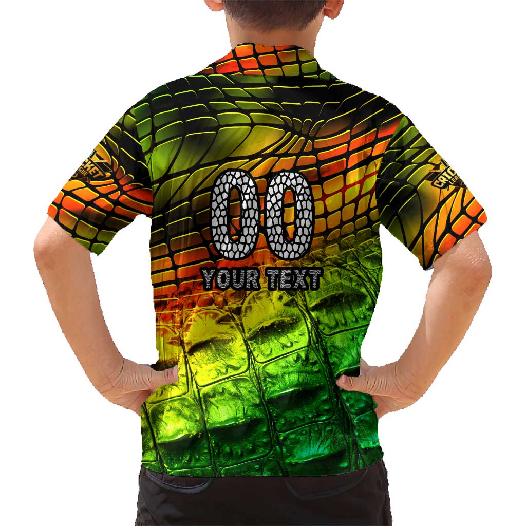 Personalised Jamaica Cricket Tallawahs Family Matching Puletasi and Hawaiian Shirt Striking with Reggae Firepower