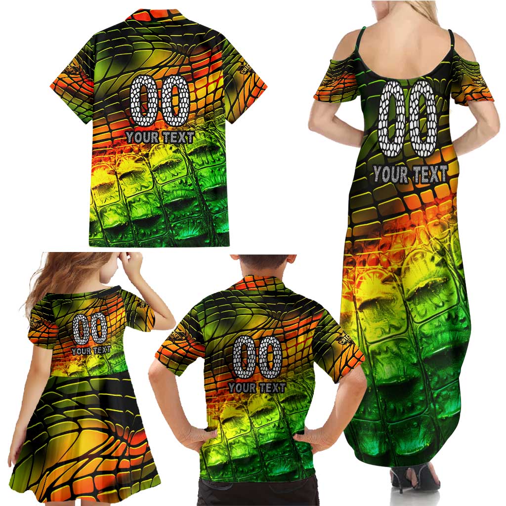 Personalised Jamaica Cricket Tallawahs Family Matching Summer Maxi Dress and Hawaiian Shirt Striking with Reggae Firepower