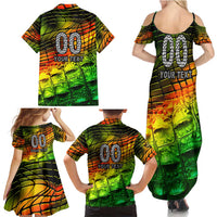 Personalised Jamaica Cricket Tallawahs Family Matching Summer Maxi Dress and Hawaiian Shirt Striking with Reggae Firepower