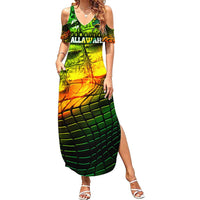 Personalised Jamaica Cricket Tallawahs Family Matching Summer Maxi Dress and Hawaiian Shirt Striking with Reggae Firepower