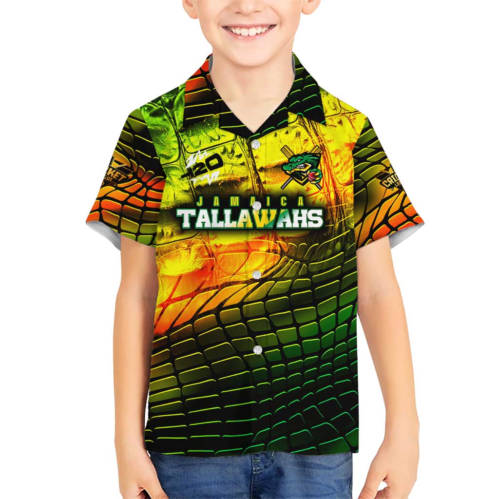 Personalised Jamaica Cricket Tallawahs Kid Hawaiian Shirt Striking with Reggae Firepower