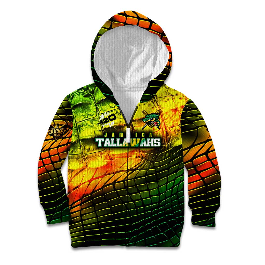 Personalised Jamaica Cricket Tallawahs Kid Hoodie Striking with Reggae Firepower