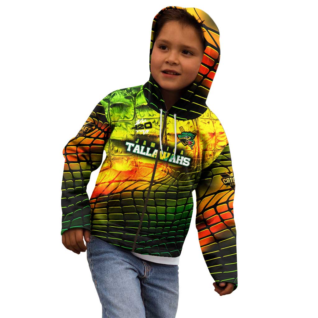 Personalised Jamaica Cricket Tallawahs Kid Hoodie Striking with Reggae Firepower