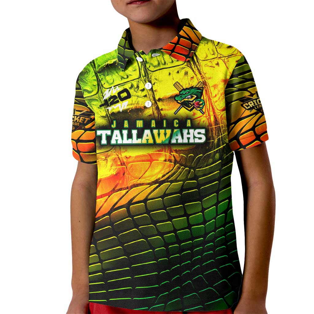 Personalised Jamaica Cricket Tallawahs Kid Polo Shirt Striking with Reggae Firepower
