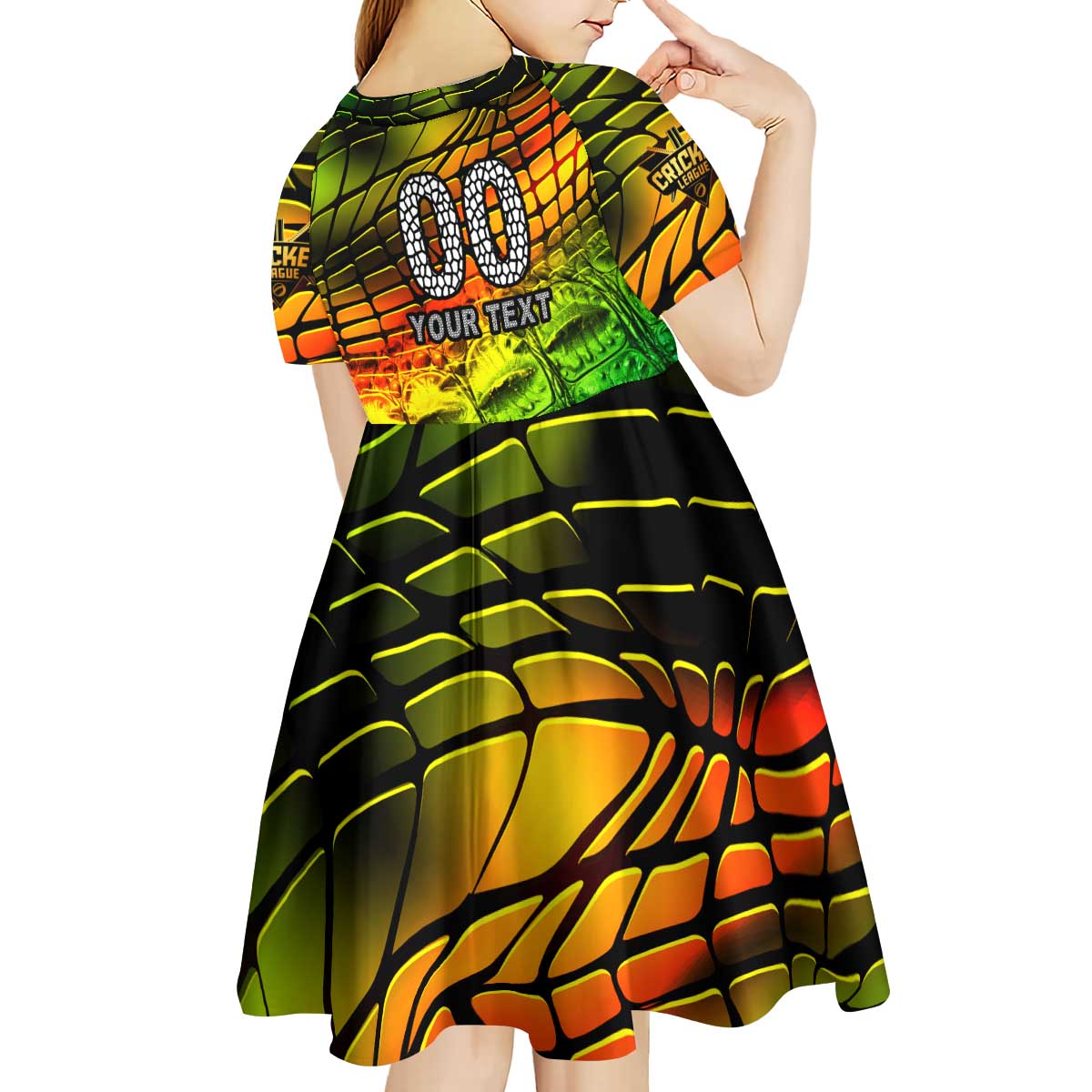 Personalised Jamaica Cricket Tallawahs Kid Short Sleeve Dress Striking with Reggae Firepower