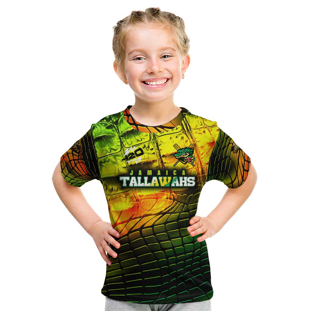 Personalised Jamaica Cricket Tallawahs Kid T Shirt Striking with Reggae Firepower
