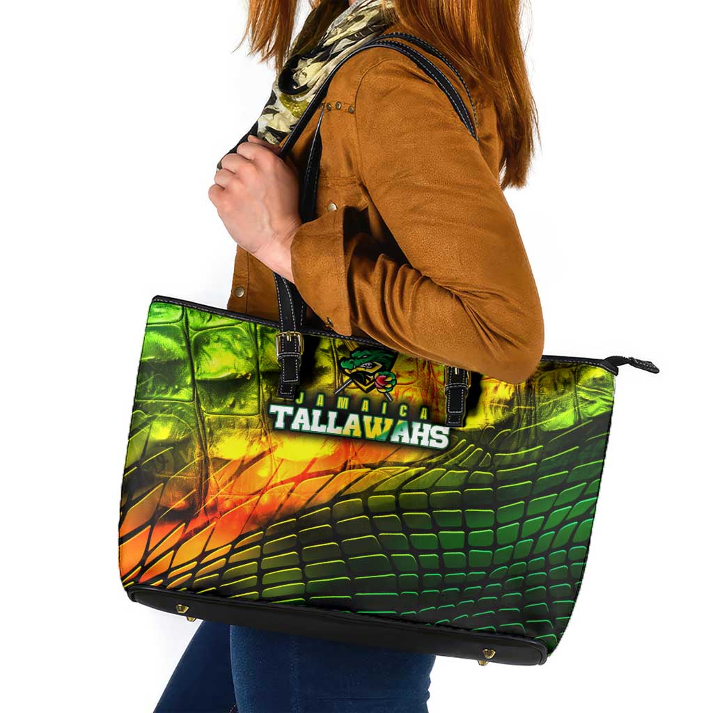 Jamaica Cricket Tallawahs Leather Tote Bag Striking with Reggae Firepower