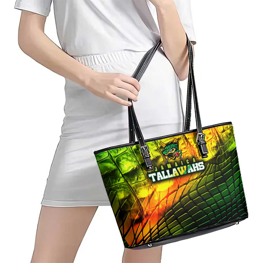 Jamaica Cricket Tallawahs Leather Tote Bag Striking with Reggae Firepower