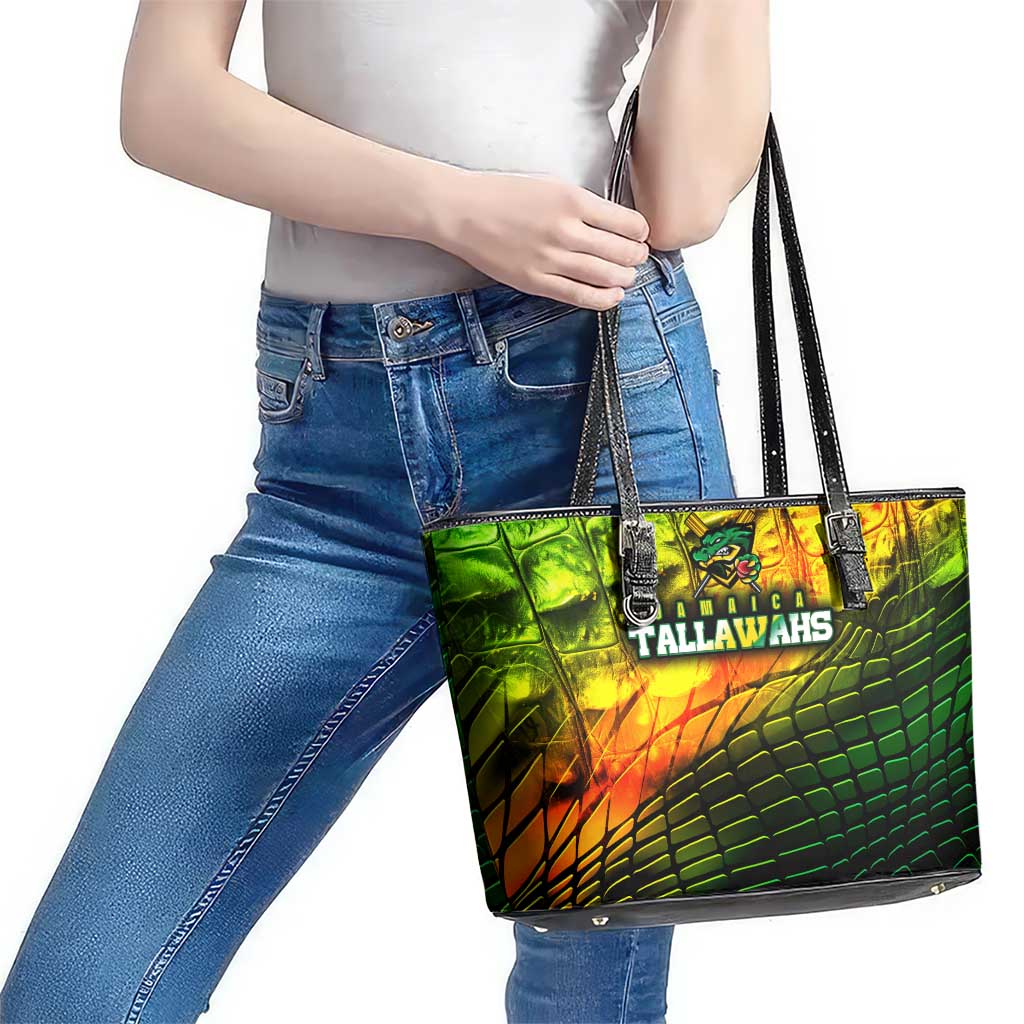 Jamaica Cricket Tallawahs Leather Tote Bag Striking with Reggae Firepower