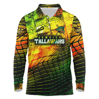 Personalised Jamaica Cricket Tallawahs Long Sleeve Polo Shirt Striking with Reggae Firepower
