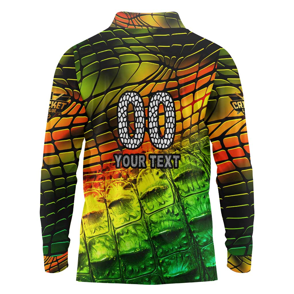 Personalised Jamaica Cricket Tallawahs Long Sleeve Polo Shirt Striking with Reggae Firepower