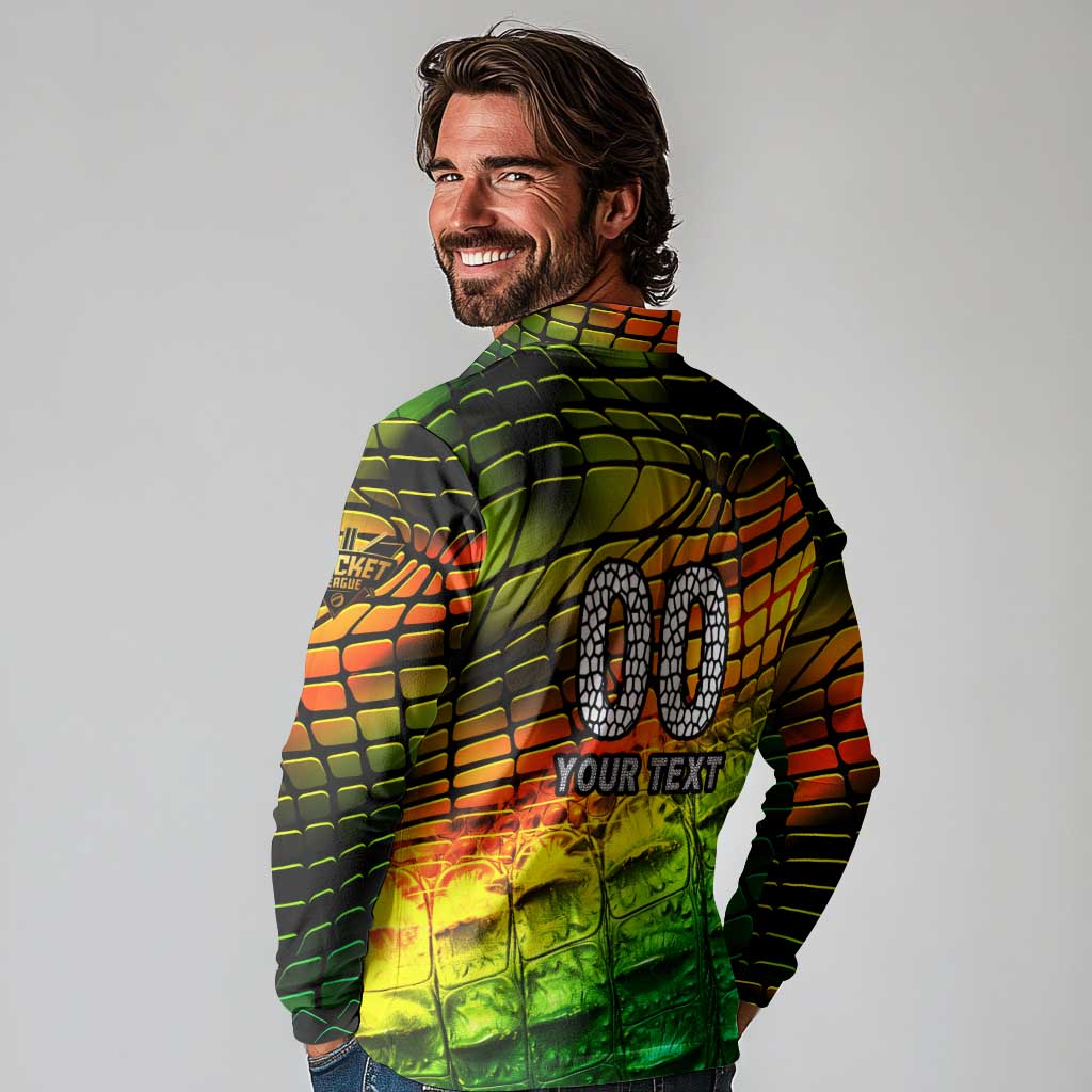 Personalised Jamaica Cricket Tallawahs Long Sleeve Polo Shirt Striking with Reggae Firepower